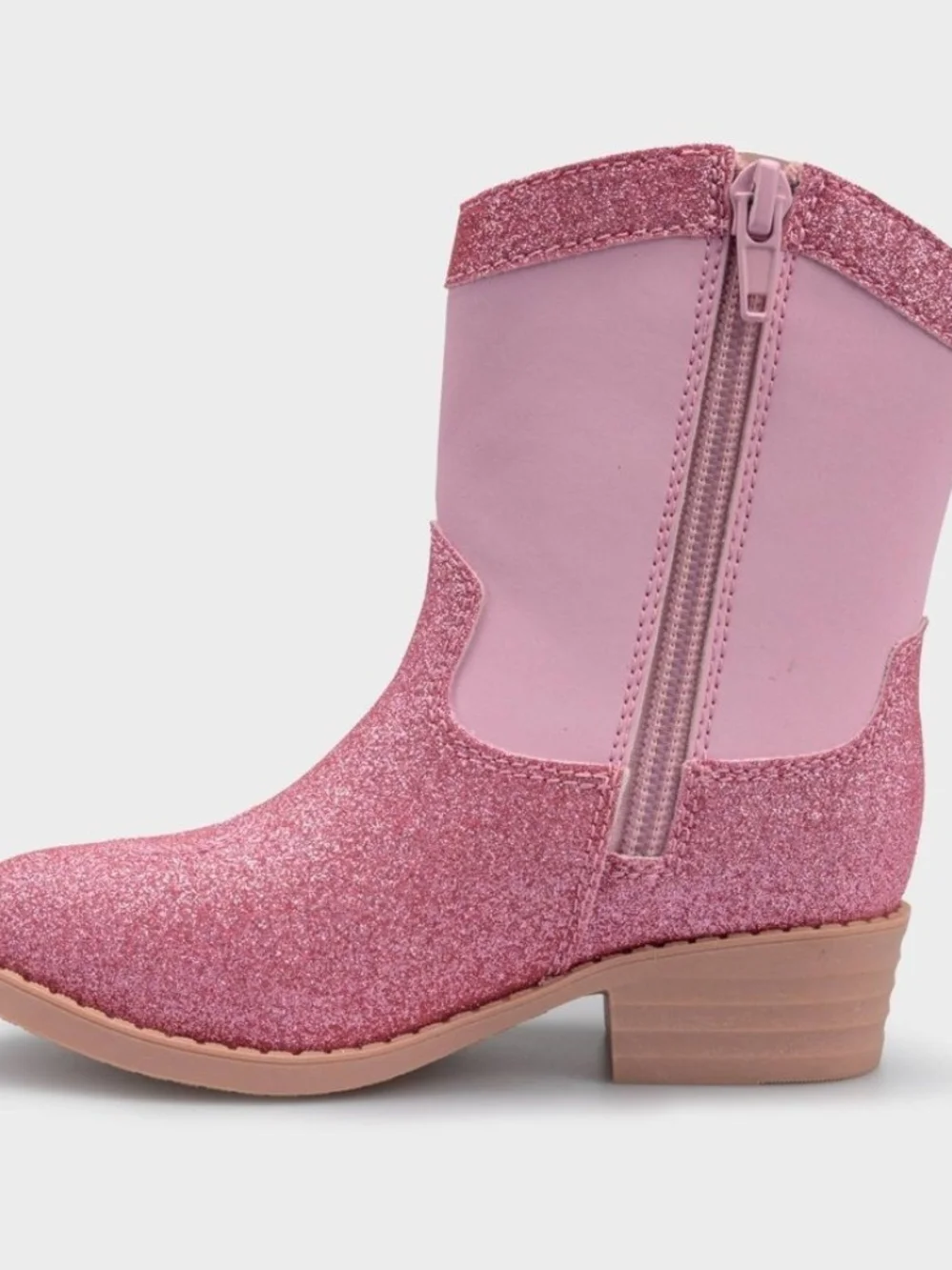 Toddler Westrn Bluey Pink Glitter Light-Up Ankle Boots